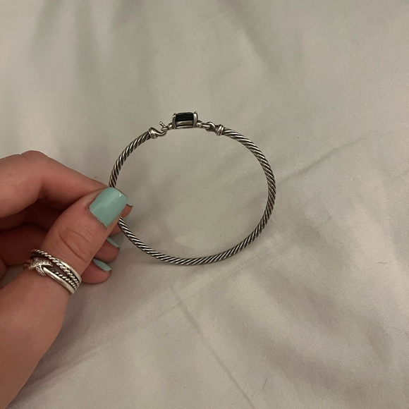 David Yurman Petite Wheaton & Diamonds 3mm Black Onyx Bracelet - Picture 3 of 7